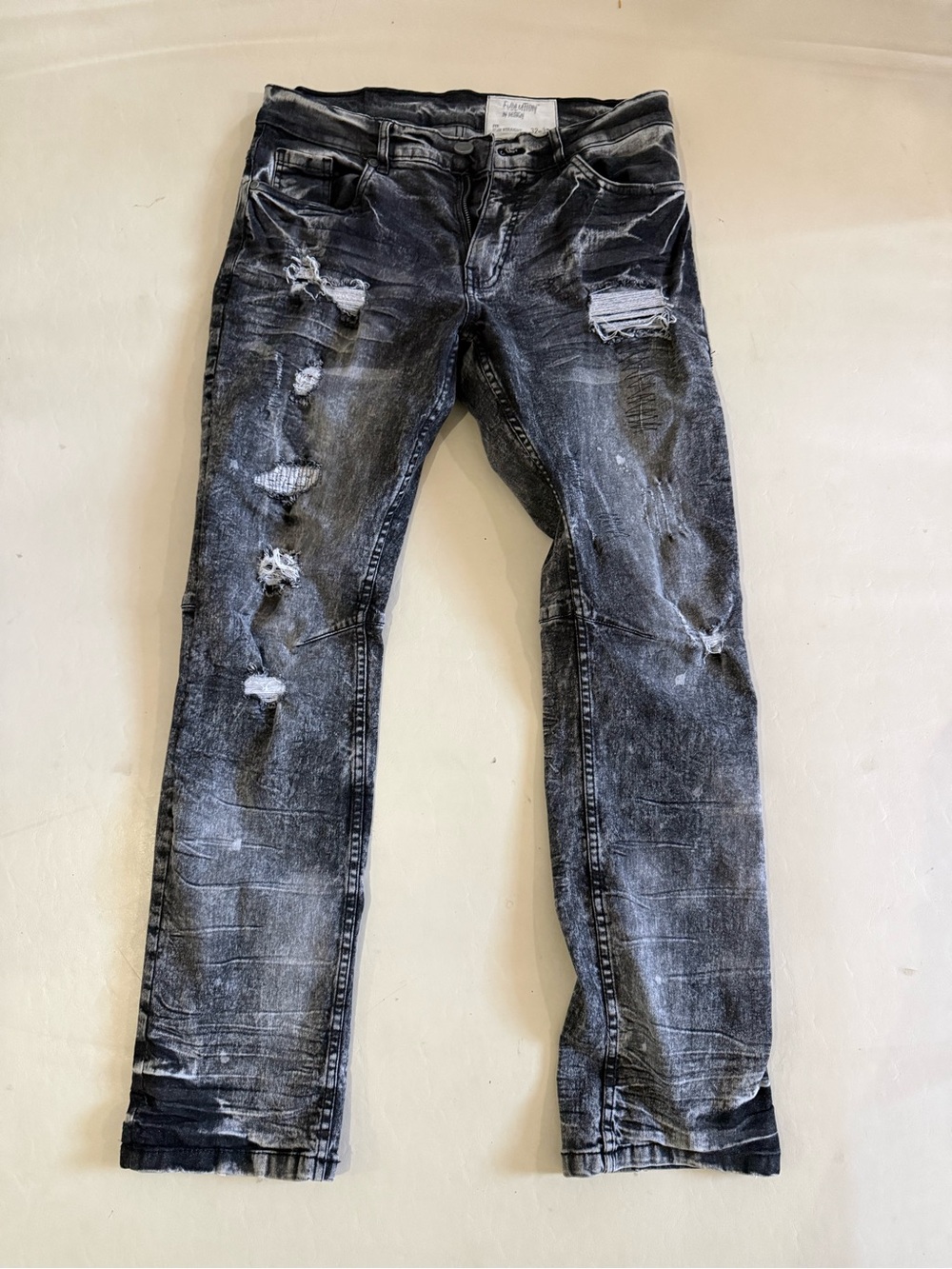 Slim Straight Distressed Black Wash Jeans